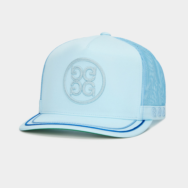 G/FORE MENS SOUTACHE KNIT INTERLOCK TALL TRUCKER HAT - POWDER