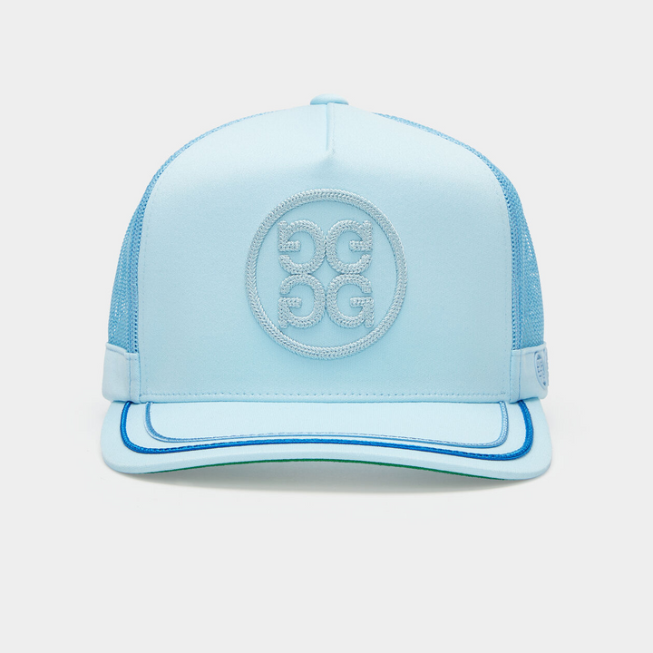 G/FORE MENS SOUTACHE KNIT INTERLOCK TALL TRUCKER HAT - POWDER