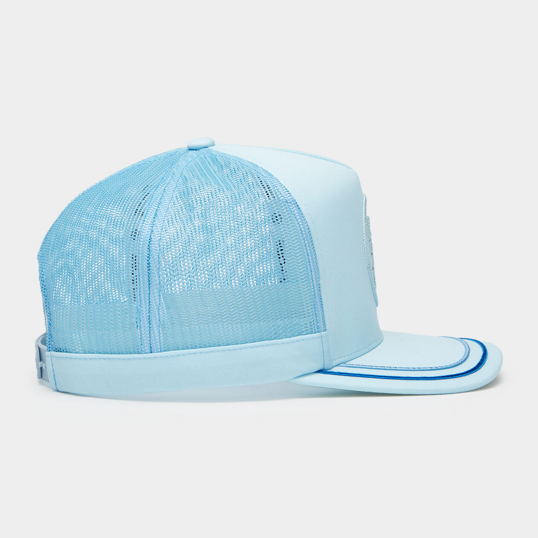 G/FORE MENS SOUTACHE KNIT INTERLOCK TALL TRUCKER HAT - POWDER