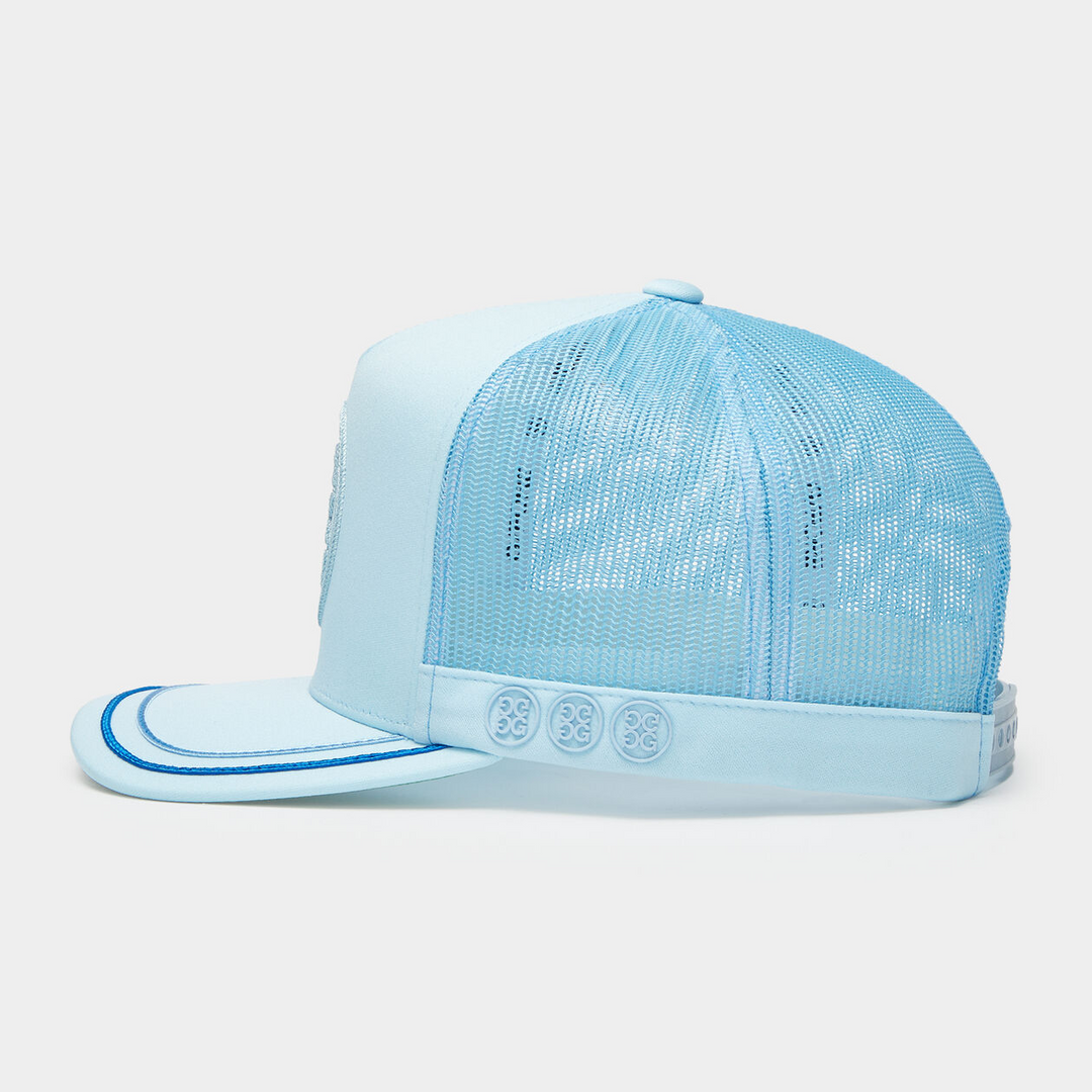 G/FORE MENS SOUTACHE KNIT INTERLOCK TALL TRUCKER HAT - POWDER