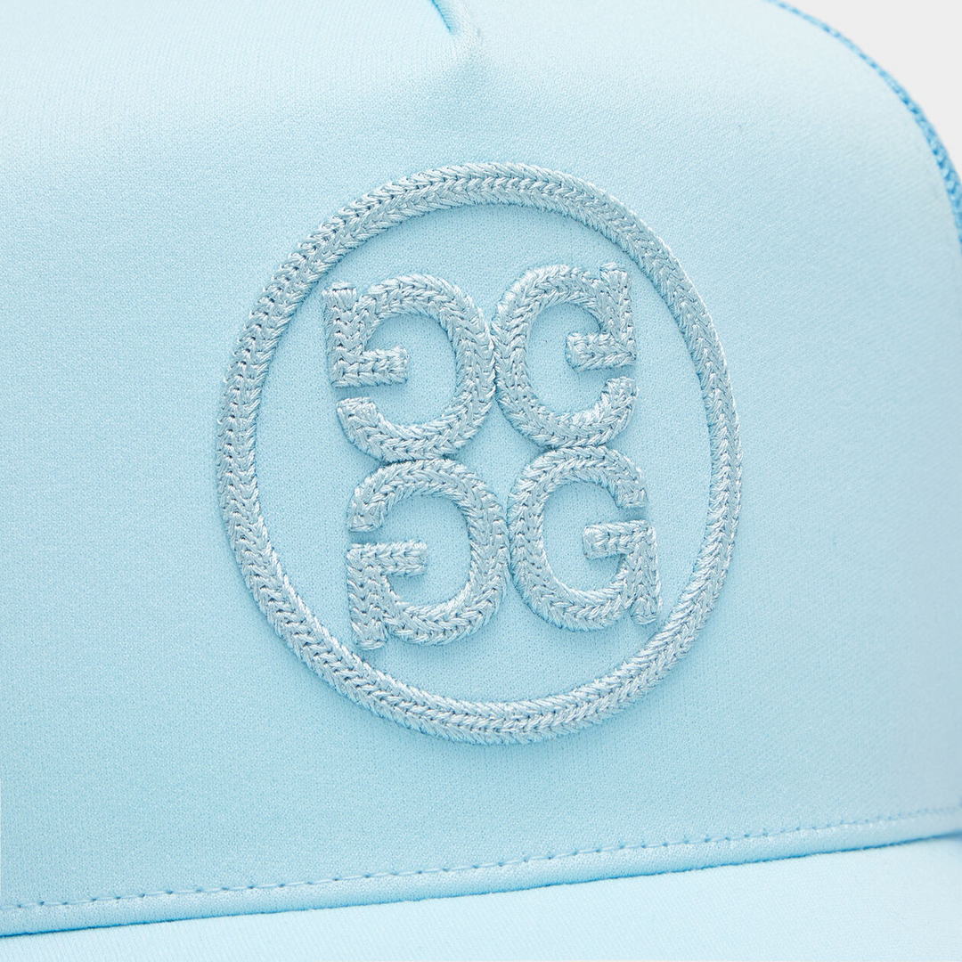 G/FORE MENS SOUTACHE KNIT INTERLOCK TALL TRUCKER HAT - POWDER