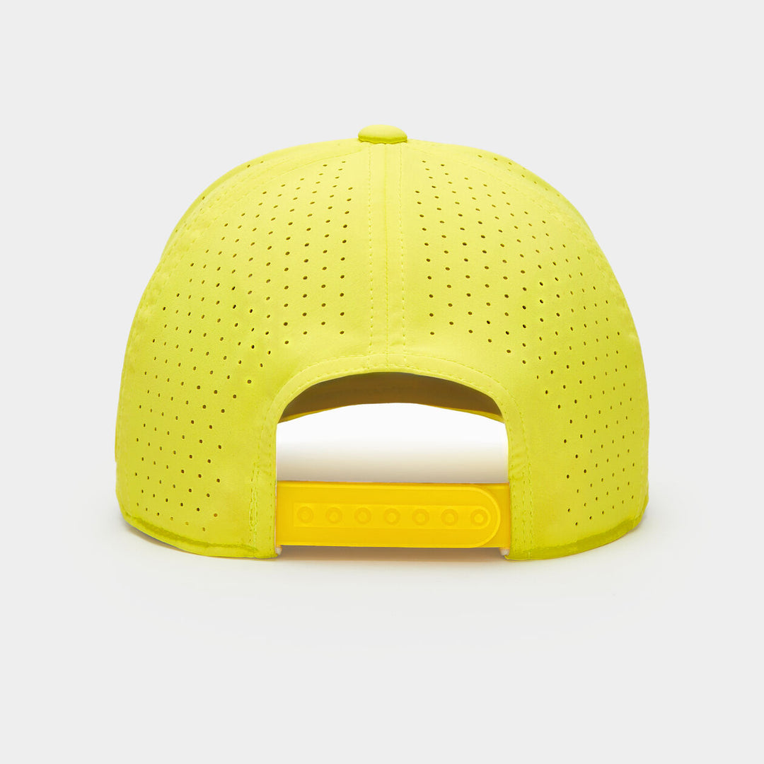 G/FORE MENS PRAY FOR BIRDIES PERFORATED FEATHERWEIGHT TECH SNAPBACK HAT - SOLAR