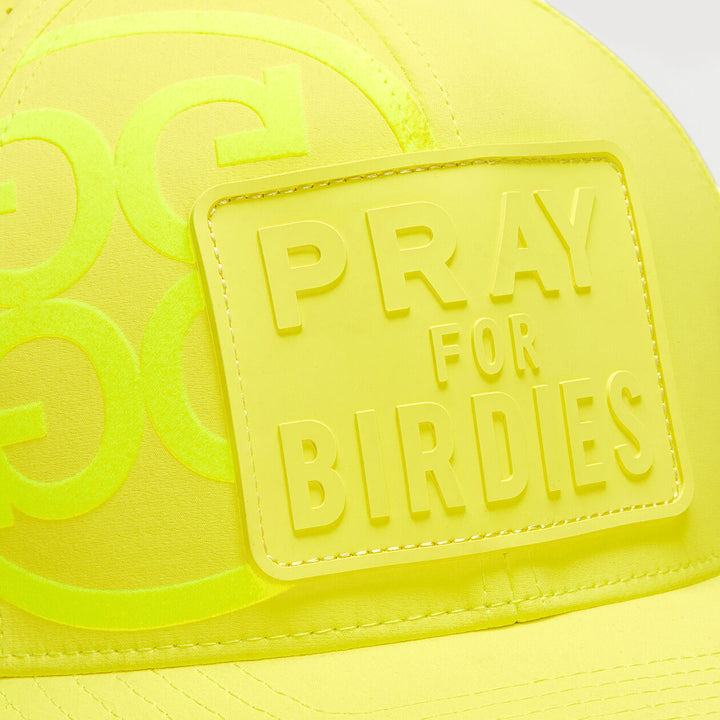 G/FORE MENS PRAY FOR BIRDIES PERFORATED FEATHERWEIGHT TECH SNAPBACK HAT - SOLAR