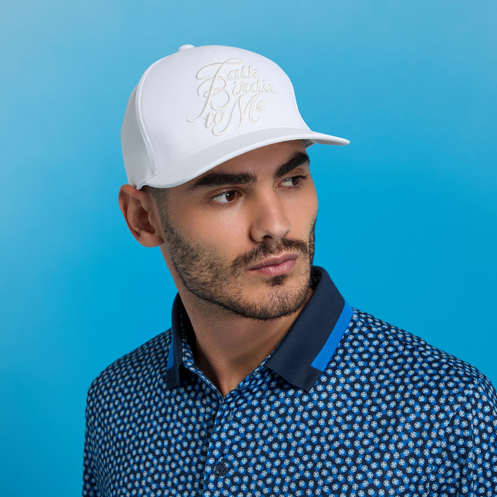 G/FORE MEN'S SATIN STITCH TALK BIRDIE TO ME HAT - SNOW