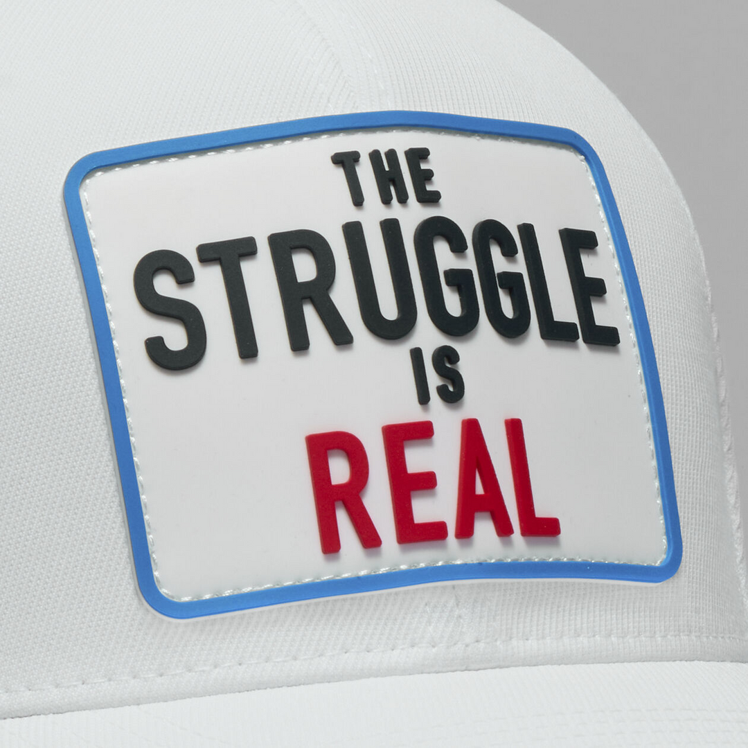 G/FORE MEN'S THE STRUGGLE IS REAL STRETCH TWILL SNAPBACK - SNOW