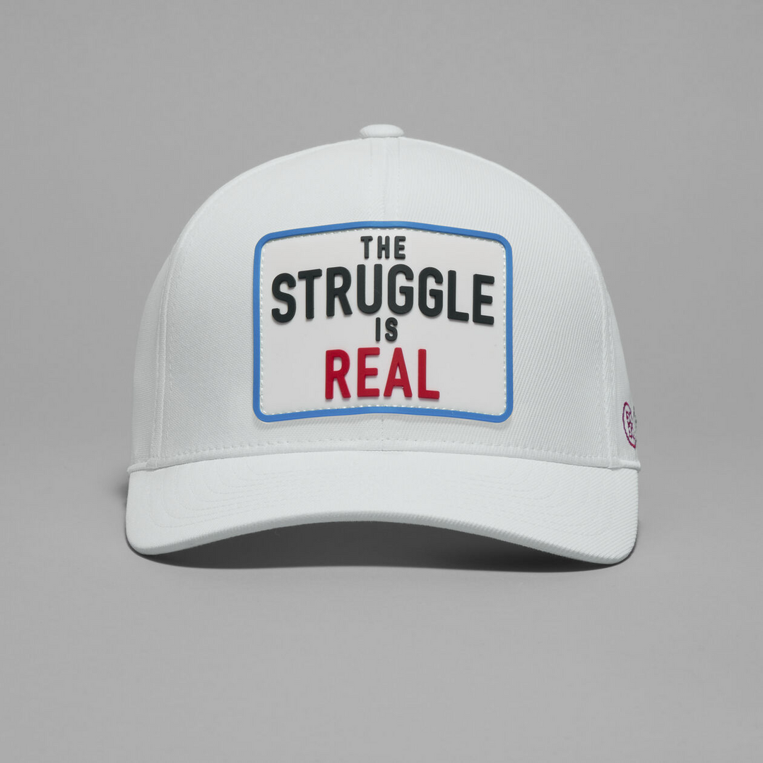 G/FORE MEN'S THE STRUGGLE IS REAL STRETCH TWILL SNAPBACK - SNOW