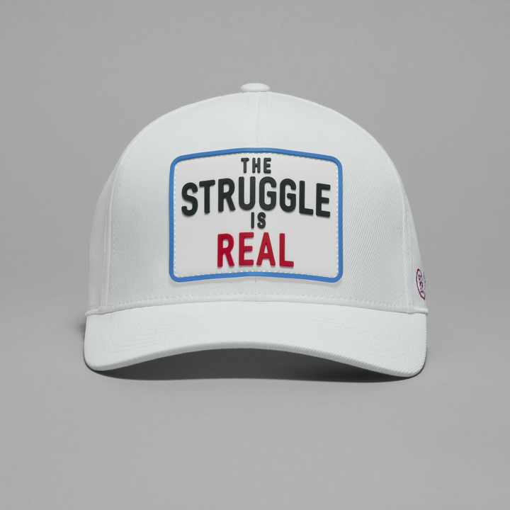 G/FORE MEN'S THE STRUGGLE IS REAL STRETCH TWILL SNAPBACK - SNOW