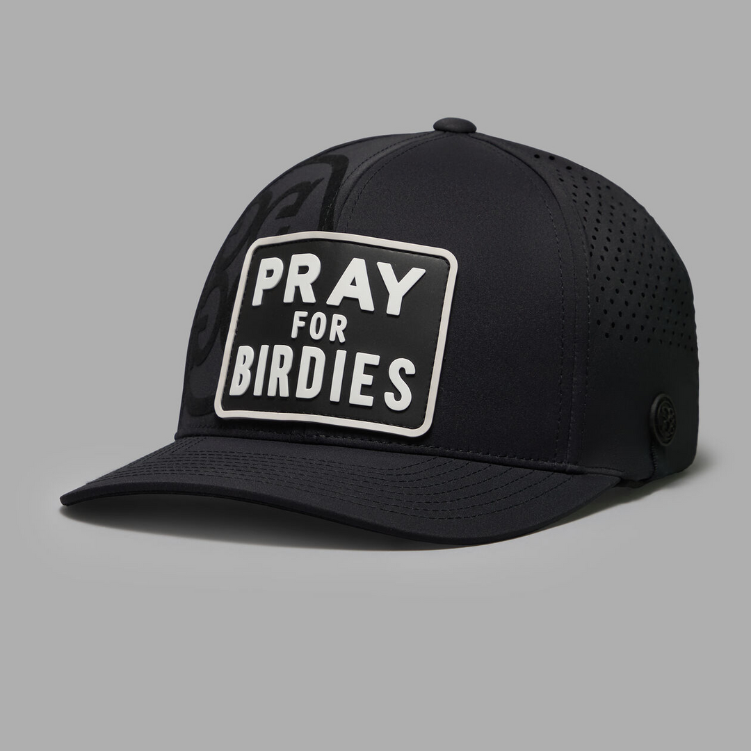 G/FORE MEN'S PRAY FOR BIRDIES PATCH PERFORATED DELTA HAT - ONYX