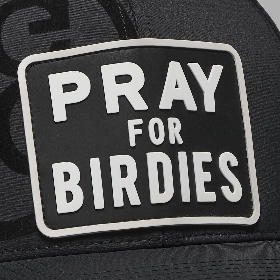 G/FORE MEN'S PRAY FOR BIRDIES PATCH PERFORATED DELTA HAT - ONYX