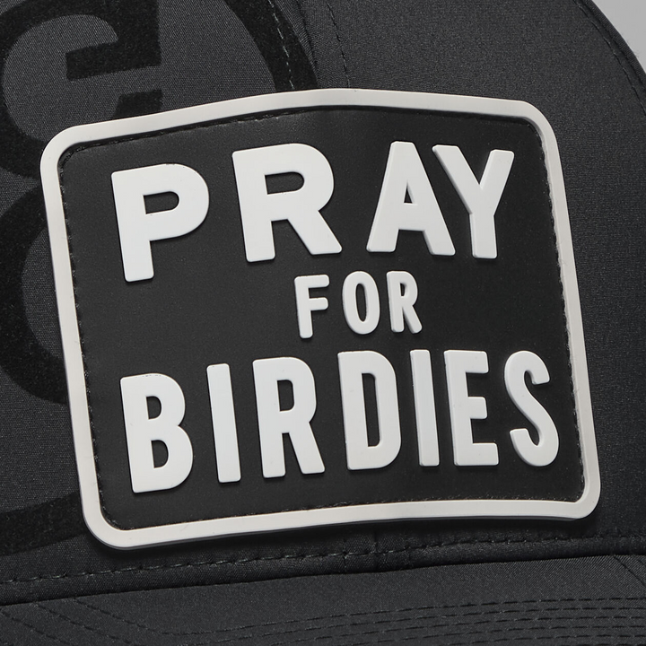 G/FORE MEN'S PRAY FOR BIRDIES PATCH PERFORATED DELTA HAT - ONYX
