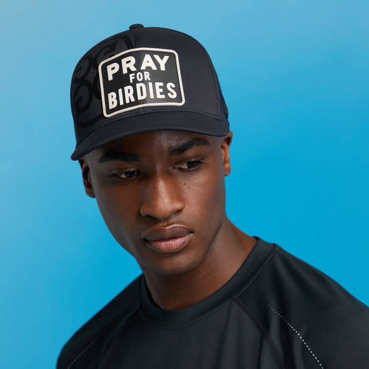G/FORE MEN'S PRAY FOR BIRDIES PATCH PERFORATED DELTA HAT - ONYX