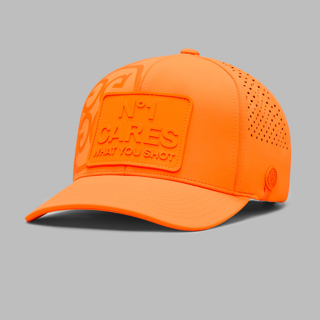 G/FORE MEN'S NO1 CARES PERFORATED DELTA HAT - SHOCKING ORANGE