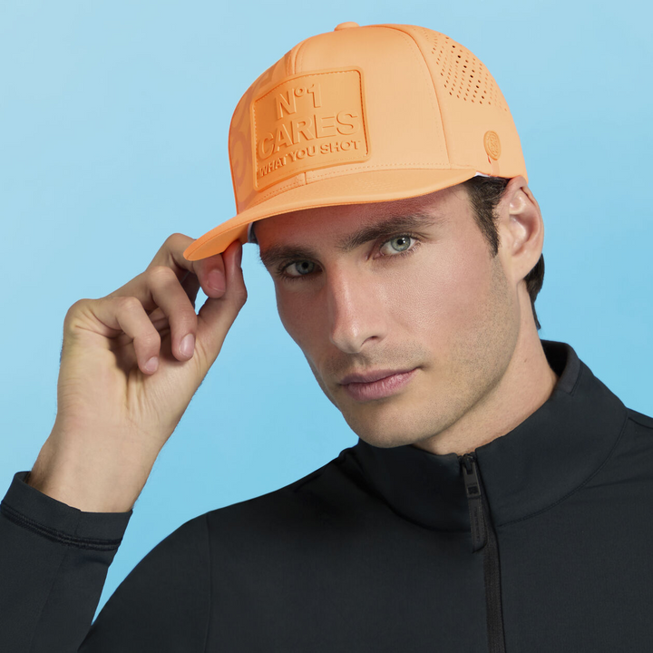 G/FORE MEN'S NO1 CARES PERFORATED DELTA HAT - SHOCKING ORANGE