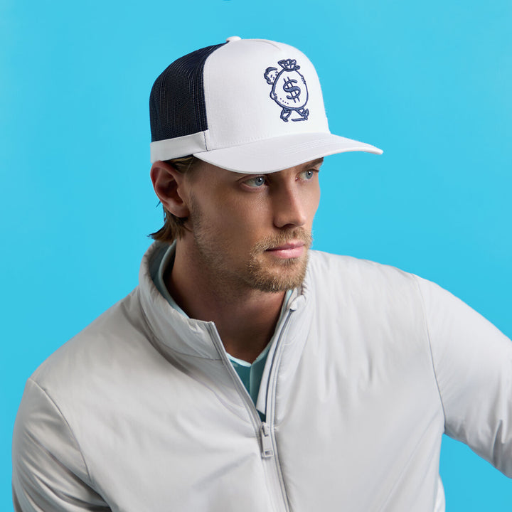 G/FORE MEN'S MONEY MAN TRUCKER HAT - SNOW