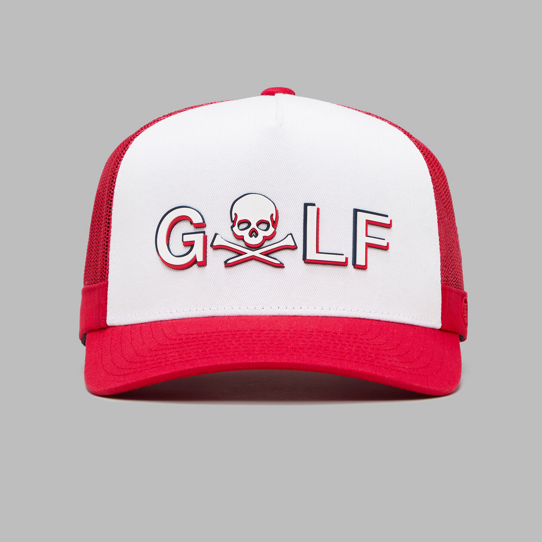 G/FORE MEN'S GOLF SKULL TRUCKER HAT - SNOW