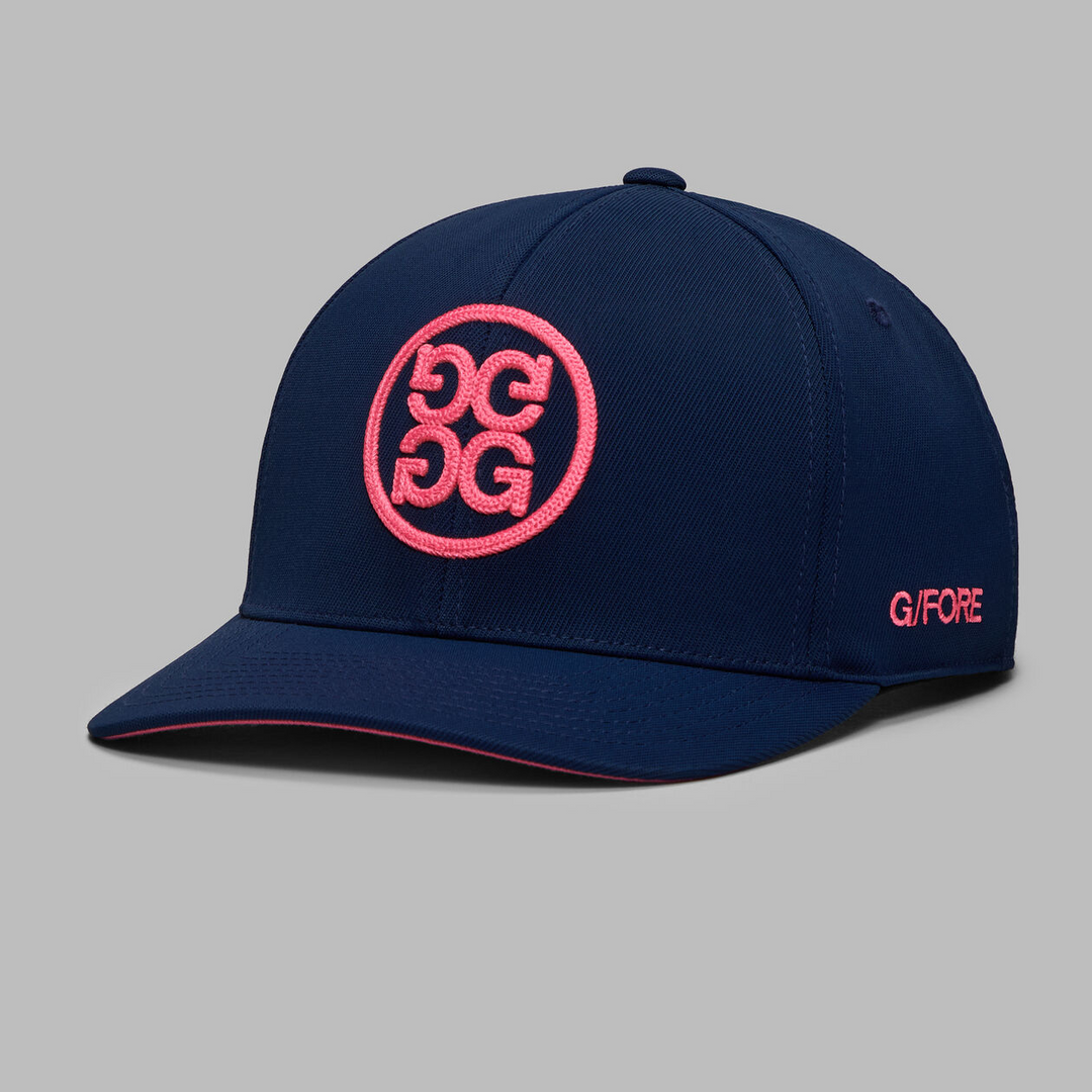 G/FORE MEN'S CHAINSTITCH CIRCLE G'S CONTRAST HAT - TWILIGHT - KNOCKOUT PINK