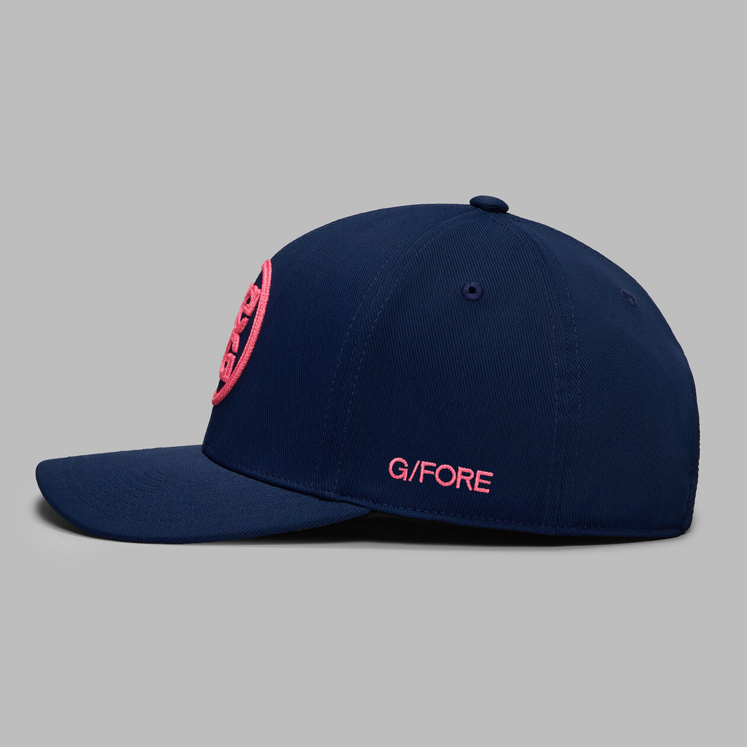 G/FORE MEN'S CHAINSTITCH CIRCLE G'S CONTRAST HAT - TWILIGHT - KNOCKOUT PINK
