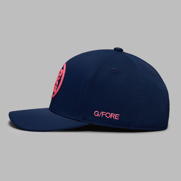 G/FORE MEN'S CHAINSTITCH CIRCLE G'S CONTRAST HAT - TWILIGHT - KNOCKOUT PINK
