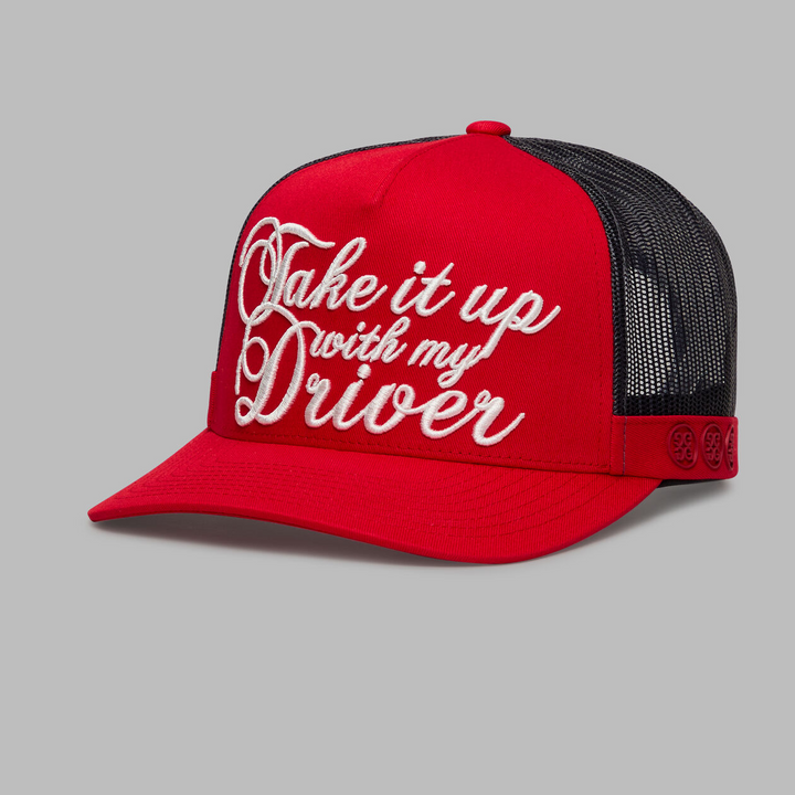 G/FORE MEN'S TAKE IT UP WITH MY DRIVER TRUCKER HAT - LAVA
