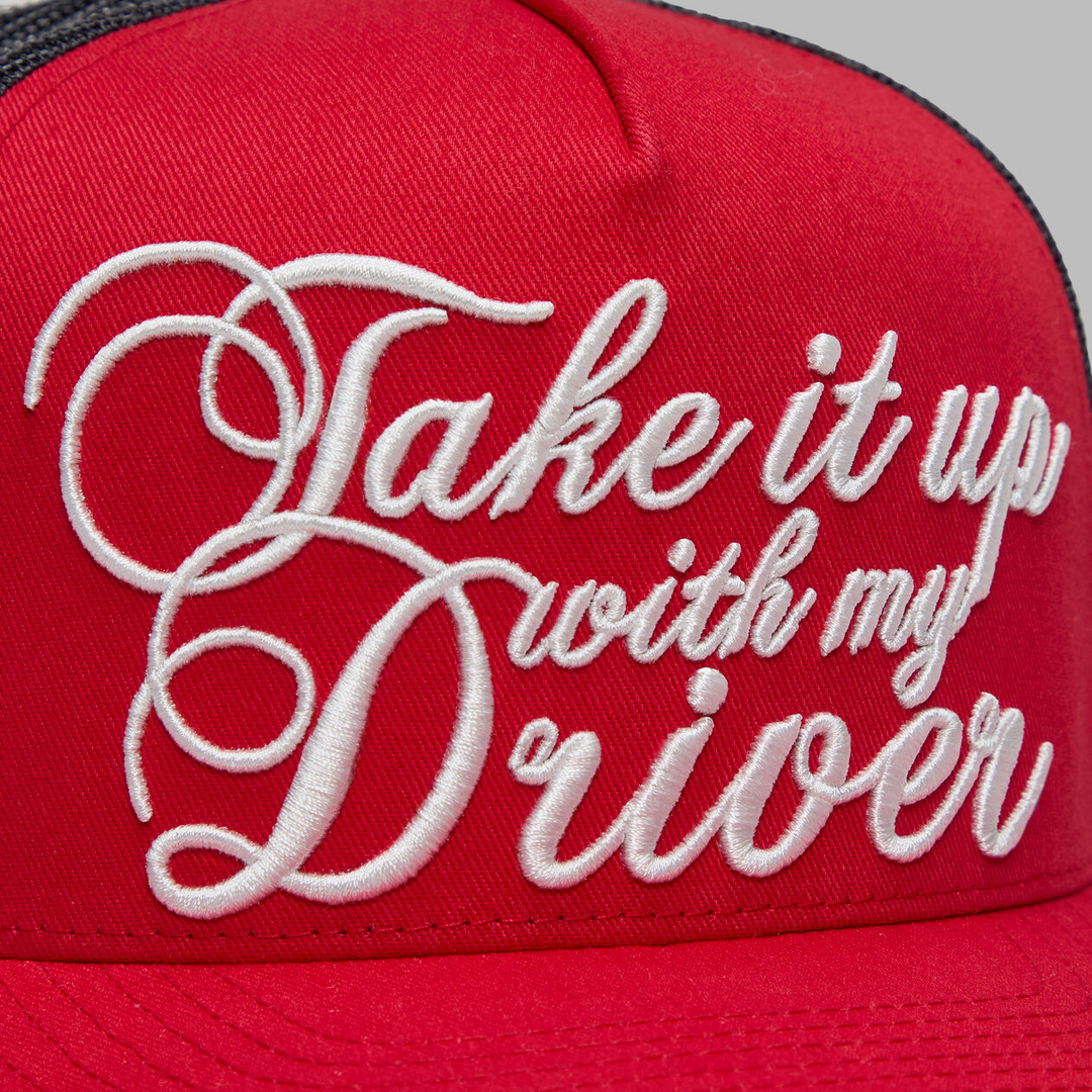 G/FORE MEN'S TAKE IT UP WITH MY DRIVER TRUCKER HAT - LAVA