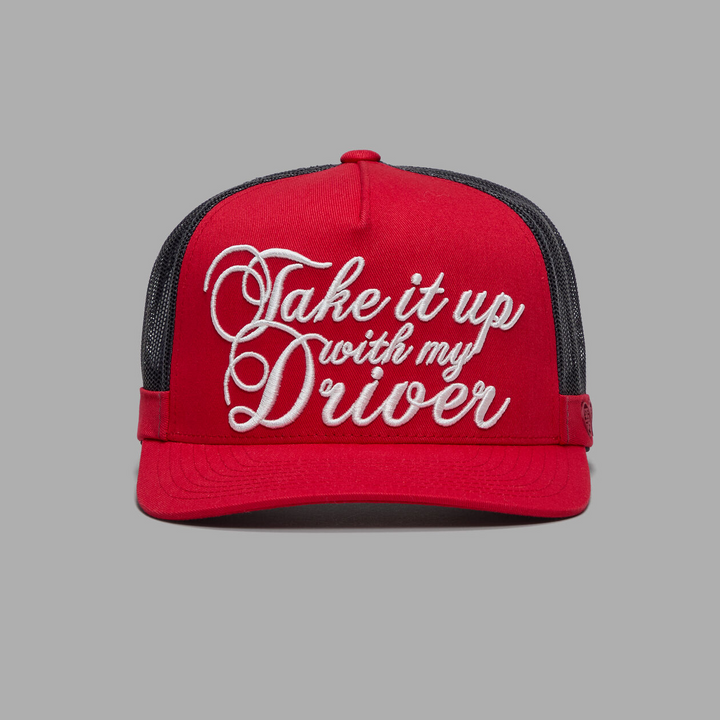 G/FORE MEN'S TAKE IT UP WITH MY DRIVER TRUCKER HAT - LAVA