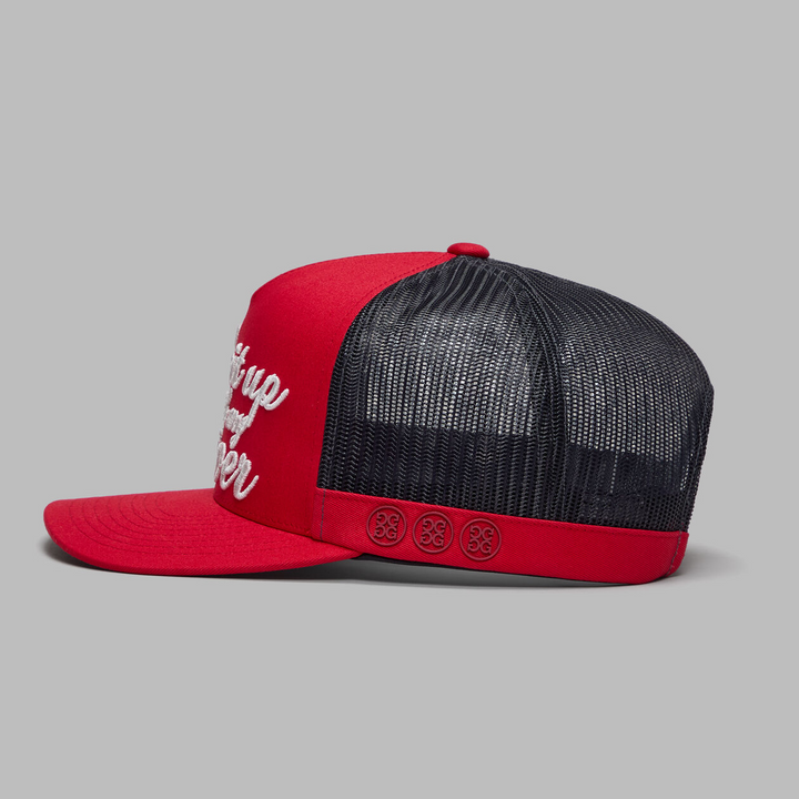 G/FORE MEN'S TAKE IT UP WITH MY DRIVER TRUCKER HAT - LAVA