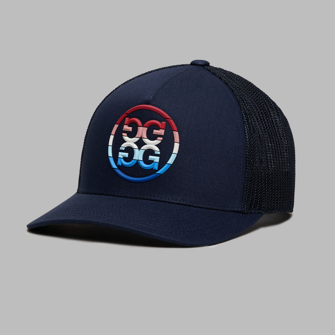 G/FORE MEN'S GRADIENT CIRCLE G'S MID TRUCKER HAT - TWILIGHT