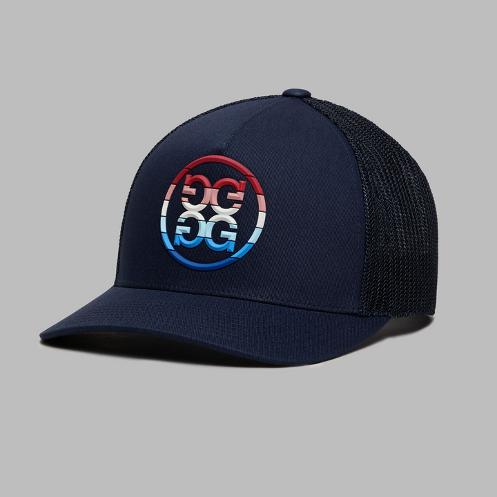 G/FORE MEN'S GRADIENT CIRCLE G'S MID TRUCKER HAT - TWILIGHT