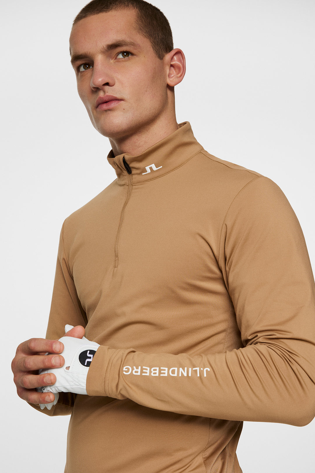J.Lindeberg Men's Tour Tech Mid Layer - TIGERS EYE