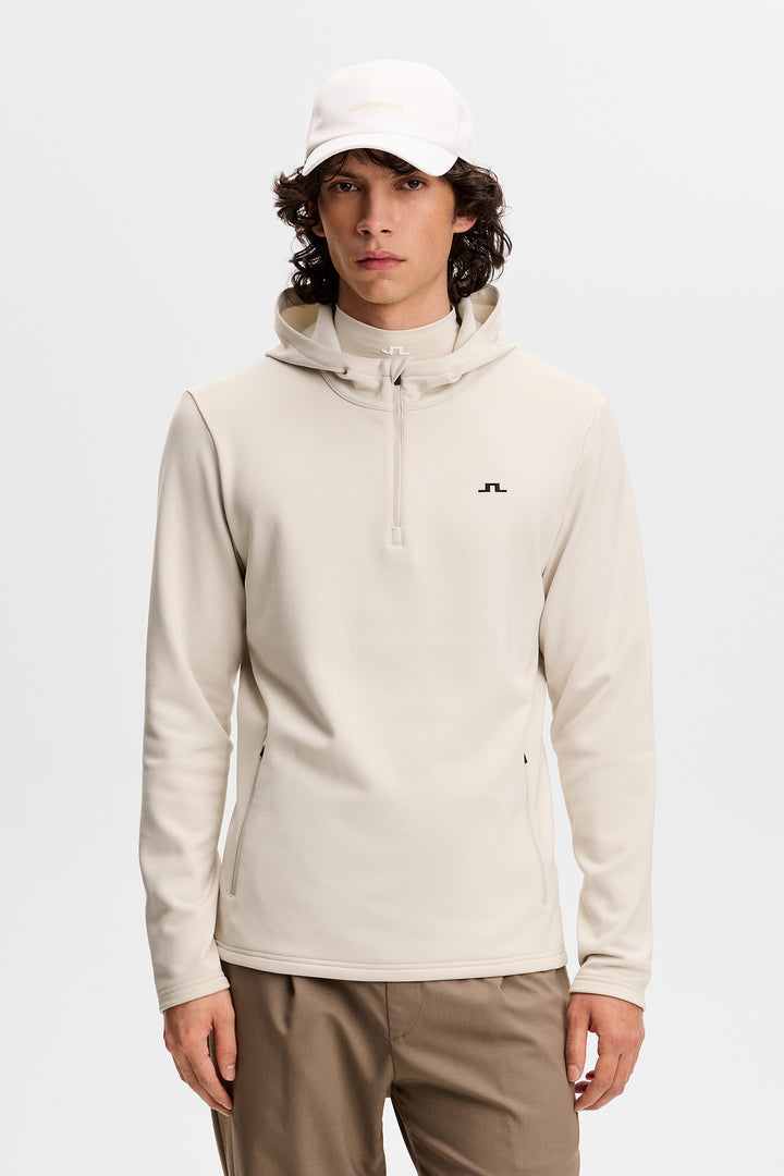 J.Lindeberg Men's Aerial Quarter Zip Hood - MOONBEAM