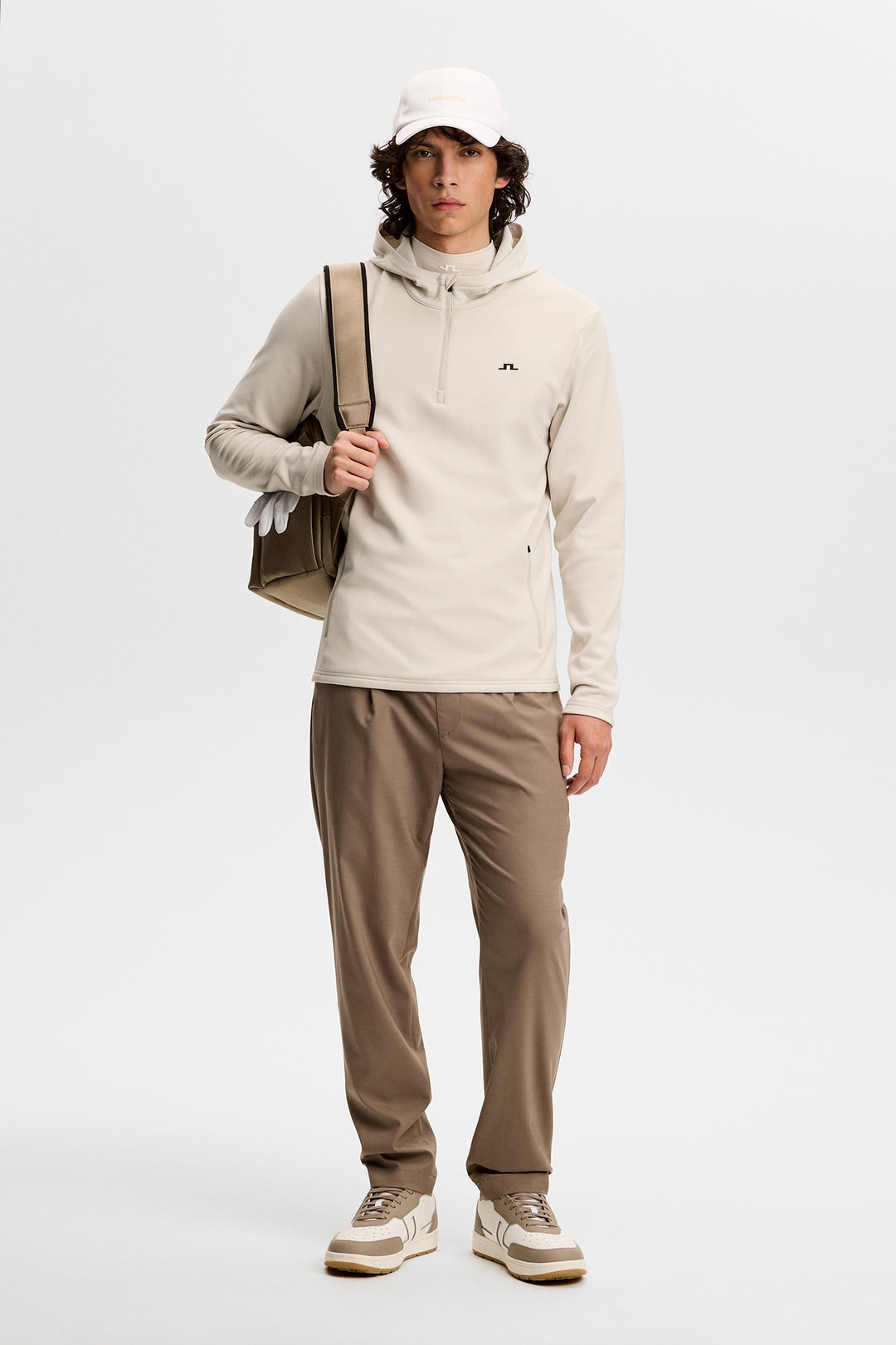 J.Lindeberg Men's Aerial Quarter Zip Hood - MOONBEAM