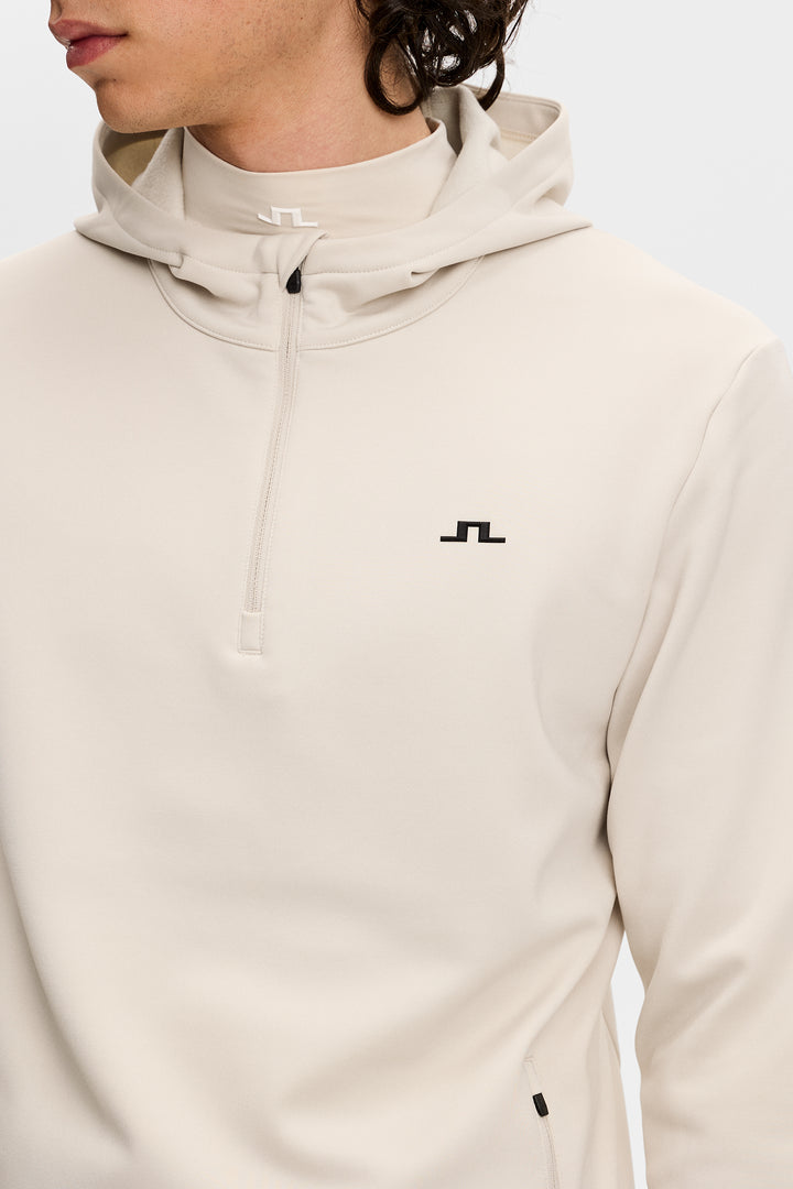 J.Lindeberg Men's Aerial Quarter Zip Hood - MOONBEAM