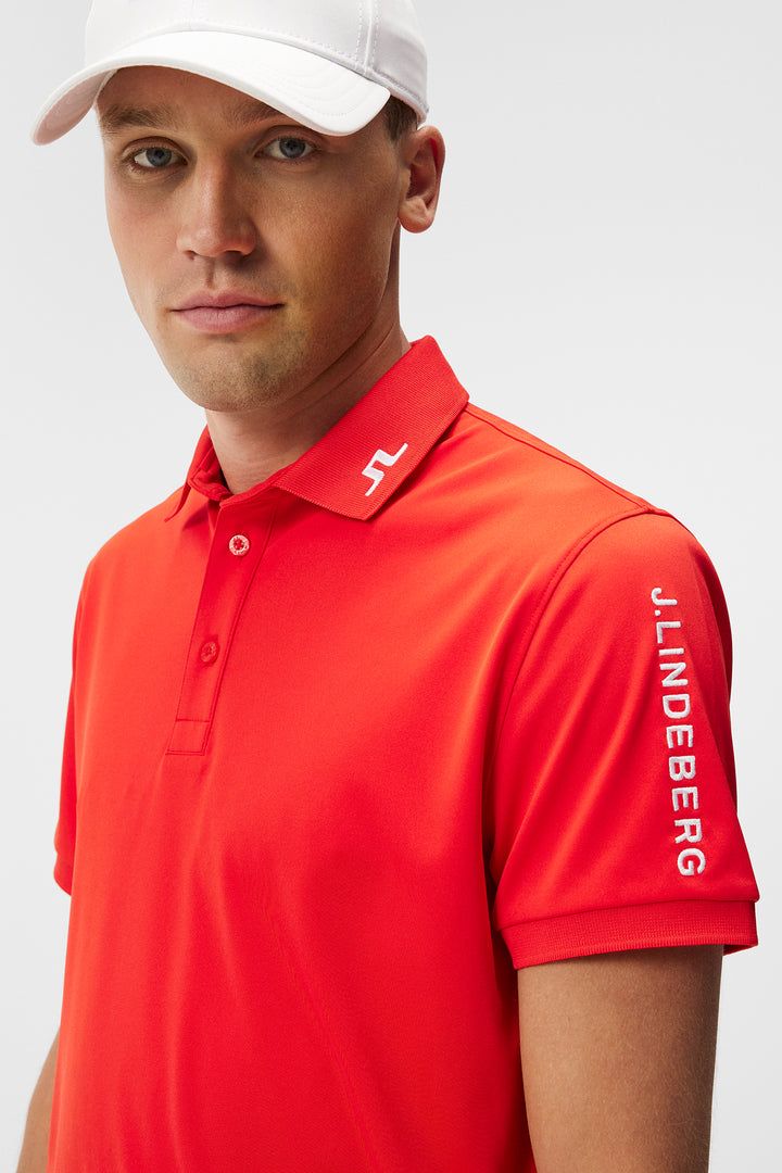 J.Lindeberg Mens Tour Tech Regular Fit Polo - FIERY RED