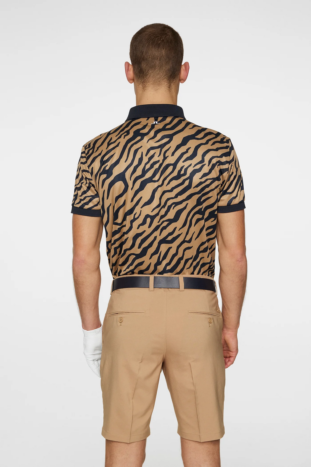 J.Lindeberg Mens Reg Fit TOUR TECH PRINT Polo - TOUR TIGER BROWN