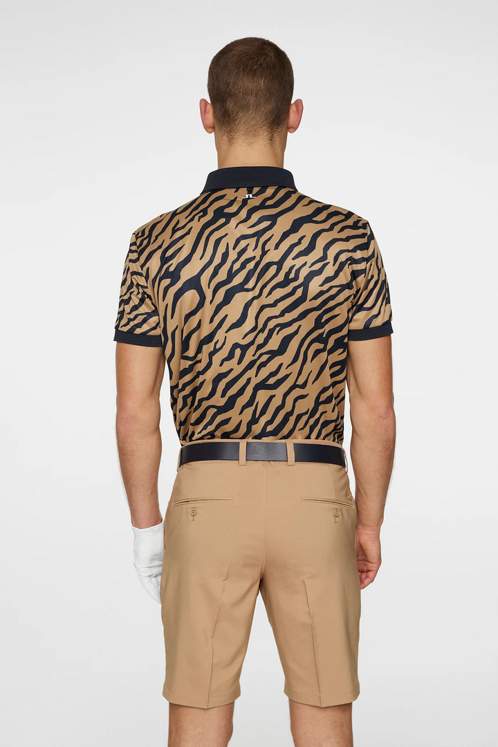 J.Lindeberg Mens Reg Fit TOUR TECH PRINT Polo - TOUR TIGER BROWN