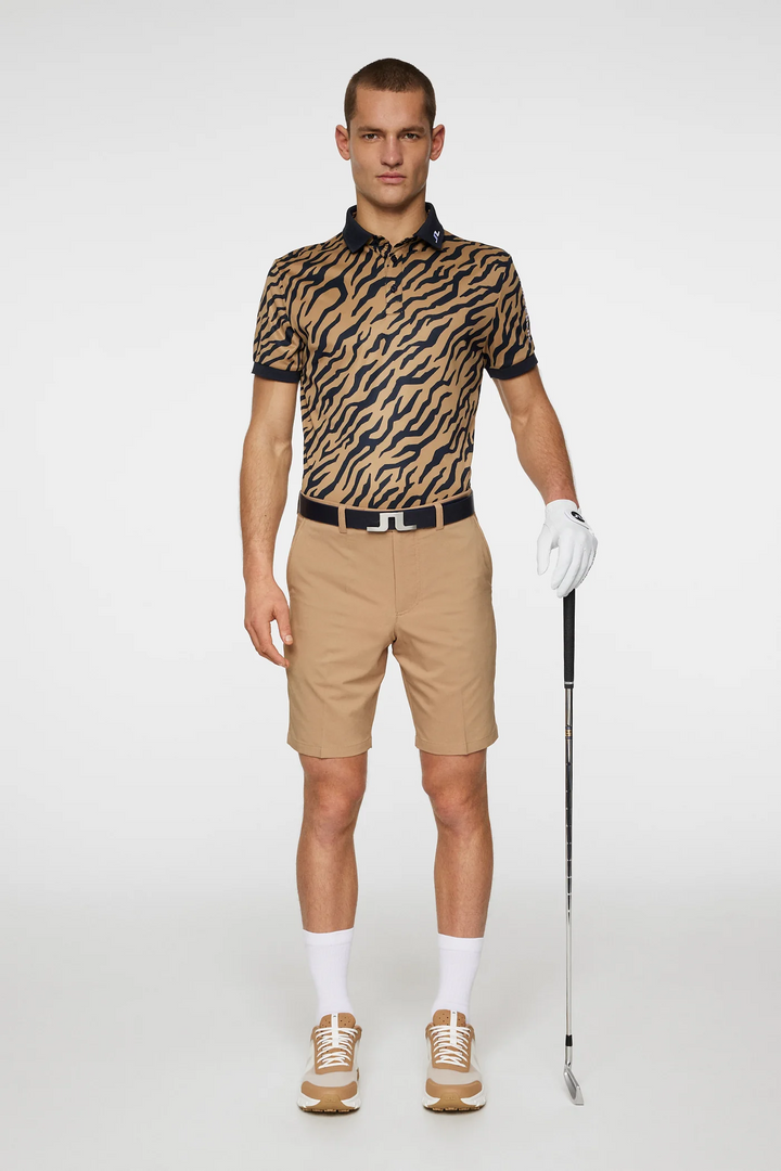J.Lindeberg Mens Reg Fit TOUR TECH PRINT Polo - TOUR TIGER BROWN