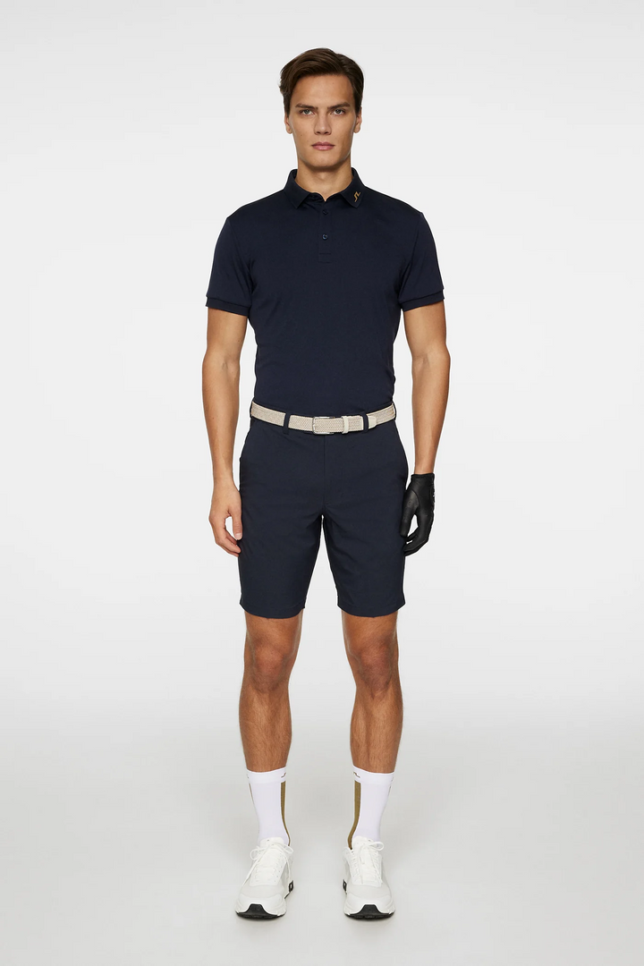 J.Lindeberg Mens Reg Fit KV Print Polo - TOUR NAVY /TIGER BROWN
