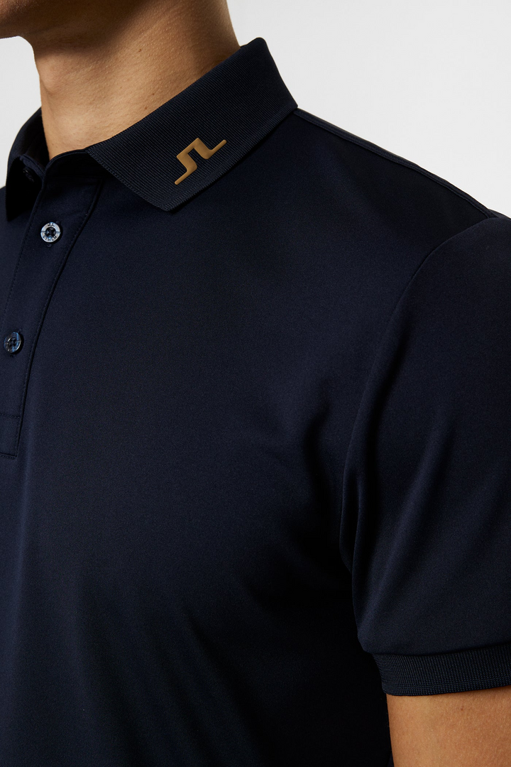 J.Lindeberg Mens Reg Fit KV Print Polo - TOUR NAVY /TIGER BROWN