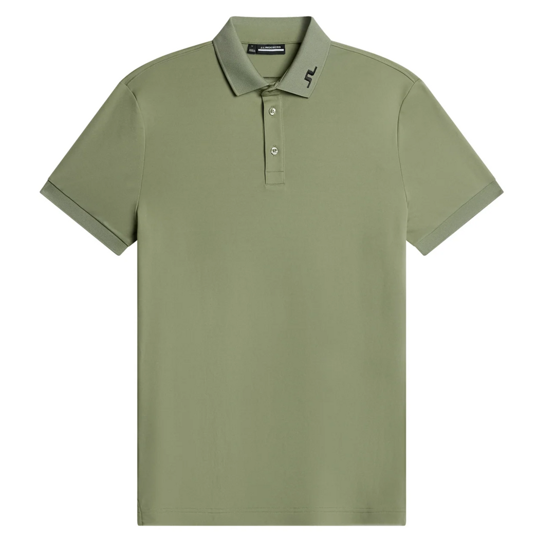 J.Lindeberg Mens Reg Fit KV Print Polo - TOUR GEO OLIVE