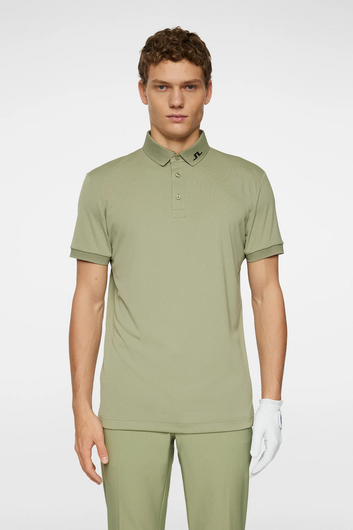 J.Lindeberg Mens Reg Fit KV Print Polo - TOUR GEO OLIVE