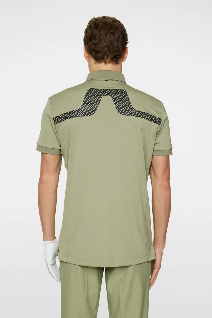 J.Lindeberg Mens Reg Fit KV Print Polo - TOUR GEO OLIVE