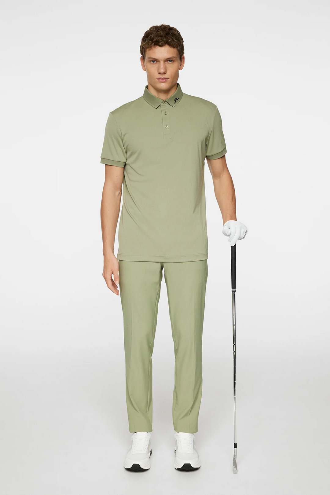 J.Lindeberg Mens Reg Fit KV Print Polo - TOUR GEO OLIVE