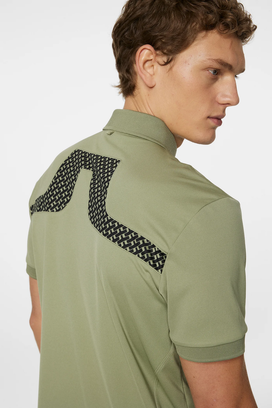 J.Lindeberg Mens Reg Fit KV Print Polo - TOUR GEO OLIVE