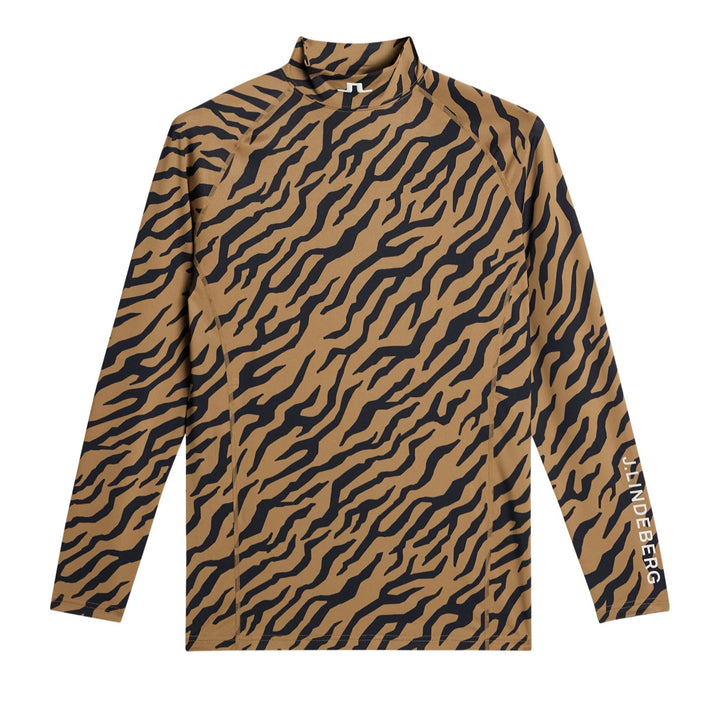 J.Lindeberg Mens Aello Soft Compression Print Base Layer - TOUR TIGER BROWN