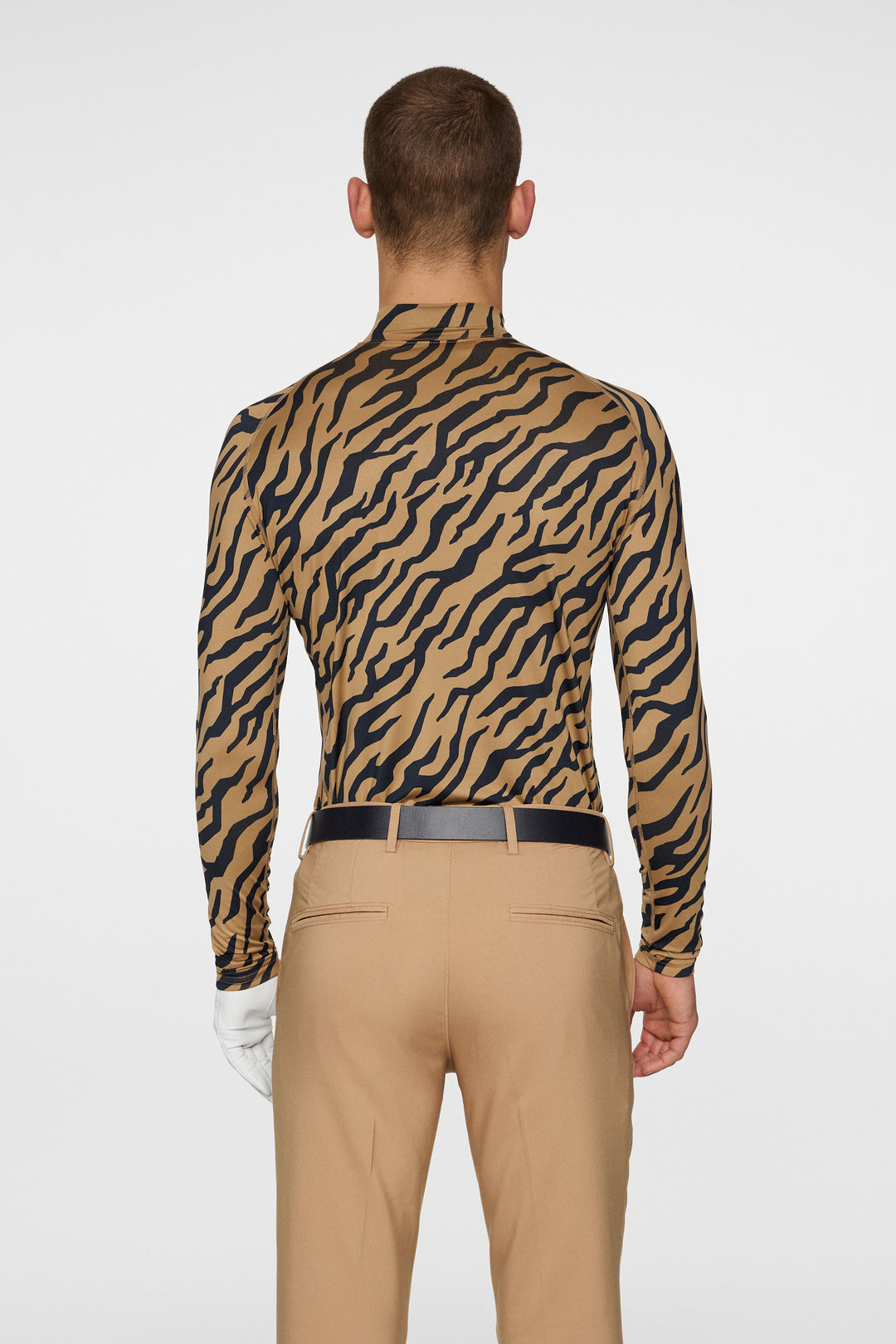 J.Lindeberg Mens Aello Soft Compression Print Base Layer - TOUR TIGER BROWN