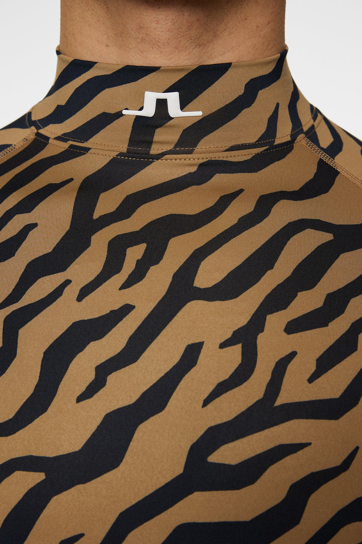 J.Lindeberg Mens Aello Soft Compression Print Base Layer - TOUR TIGER BROWN