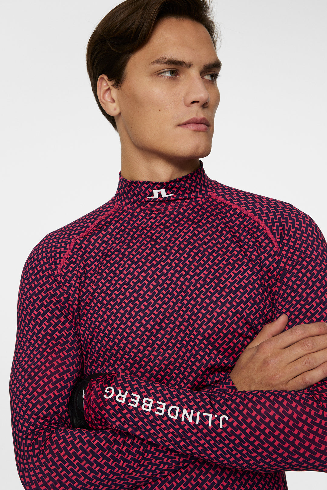 J.Lindeberg Mens Aello Soft Compression Print Base Layer - TOUR TIGER CLEMATIS