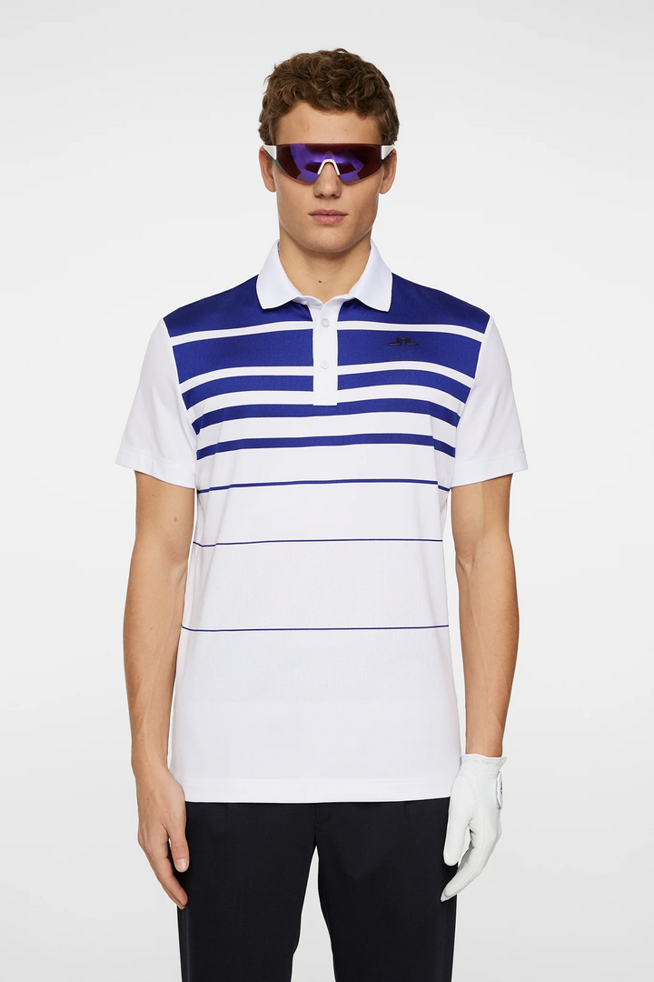 J.Lindeberg Mens Olof Reg Fit Print Polo - WHITE