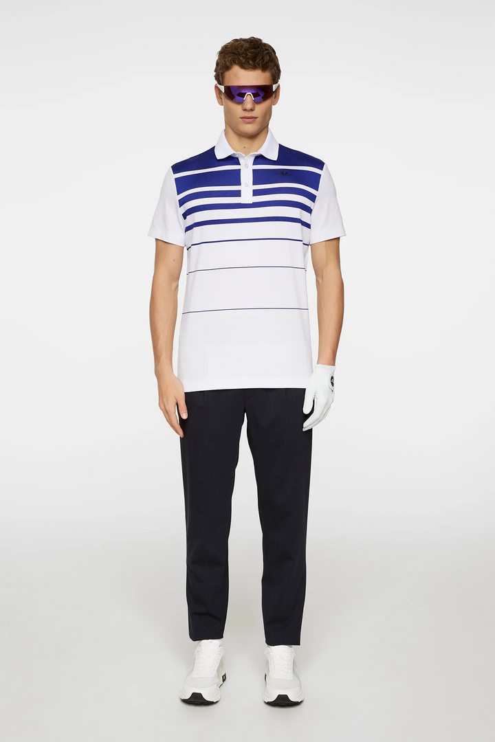J.Lindeberg Mens Olof Reg Fit Print Polo - WHITE