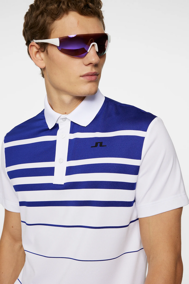 J.Lindeberg Mens Olof Reg Fit Print Polo - WHITE